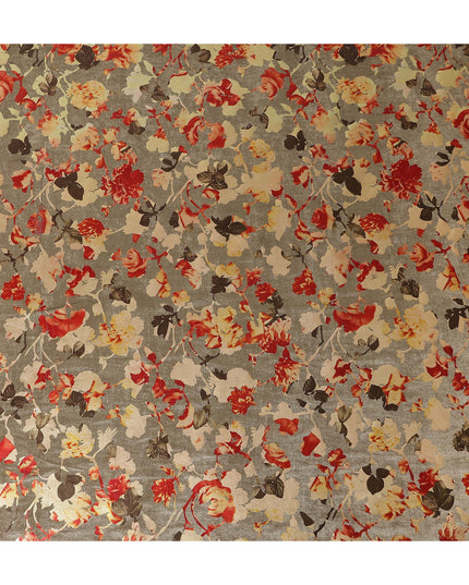 Warm Taupe Burnout Floral Synthetic Blended Velvet Fabric