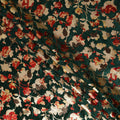 Forest Green Burnout Floral Synthetic Blended Velvet Fabric