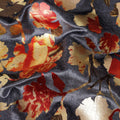 Charcoal Grey Burnout Floral Synthetic Blended Velvet Fabric