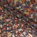 Charcoal Grey Burnout Floral Synthetic Blended Velvet Fabric