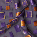 Purple and Copper Geometric Square Printed Synthetic Burnout Chiffon Velvet Fabric 140 Cms Width Lightweight Soft Draping Material India-D28171