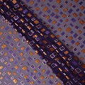 Purple and Copper Geometric Square Printed Synthetic Burnout Chiffon Velvet Fabric 140 Cms Width Lightweight Soft Draping Material India-D28171
