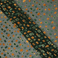 Green and Copper Geometric Square Printed Synthetic Burnout Chiffon Velvet Fabric 140 Cms Width India-D28172
