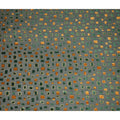 Green and Copper Geometric Square Printed Synthetic Burnout Chiffon Velvet Fabric 140 Cms Width India-D28172
