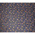 Grey and Navy Blue Geometric Square Printed Synthetic Burnout Chiffon Velvet Fabric 140 Cms Width India-D28174