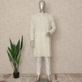 White Georgette Men's Kurta Pajama - D29326