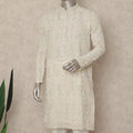 White Georgette Men's Kurta Pajama - D29326