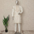 White Silk Men's Kurta Pajama - D29294
