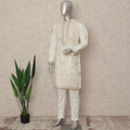 White Silk Men's Kurta Pajama - D29294