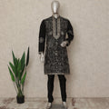 Black Silk Men's Kurta Pajama - D29293