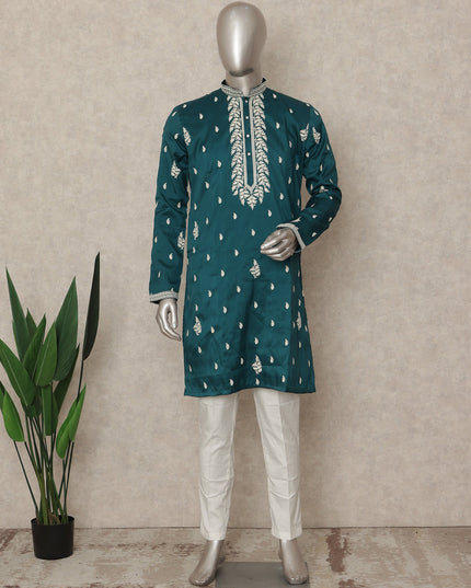 Green Silk Men's Kurta Pajama - D29321