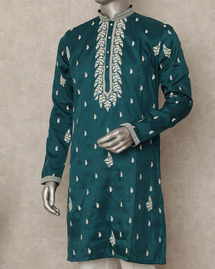 Green Silk Men's Kurta Pajama - D29321