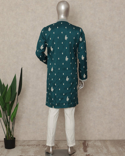 Green Silk Men's Kurta Pajama - D29321