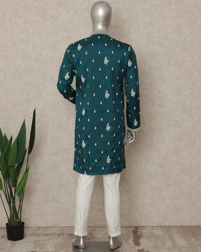 Green Silk Men's Kurta Pajama - D29321