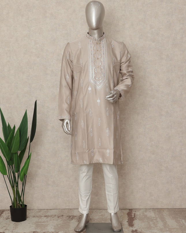 Beige Silk Men's Kurta Pajama - D29316