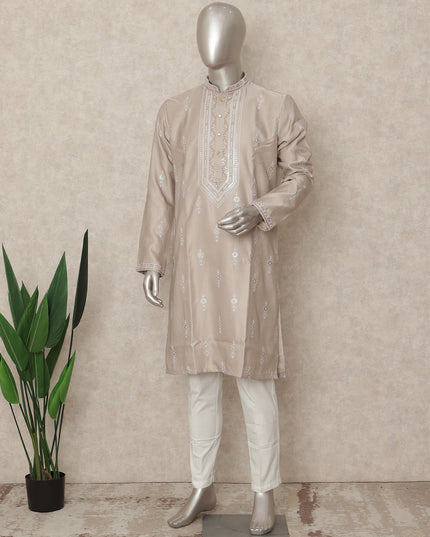 Beige Silk Men's Kurta Pajama - D29316