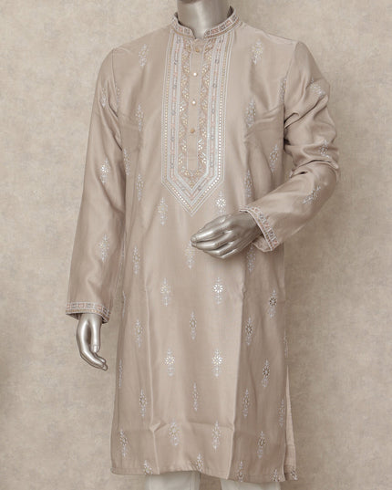 Beige Silk Men's Kurta Pajama - D29316