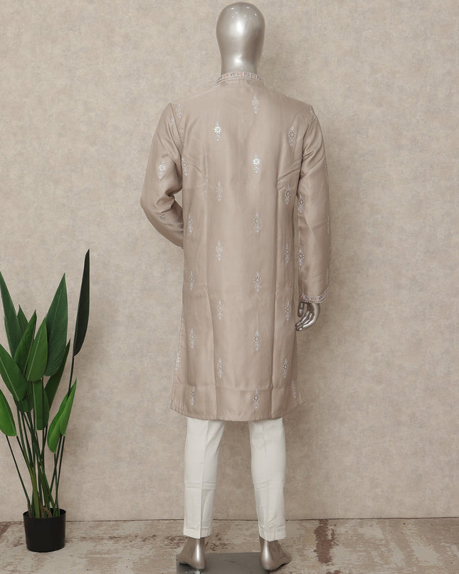 Beige Silk Men's Kurta Pajama - D29316