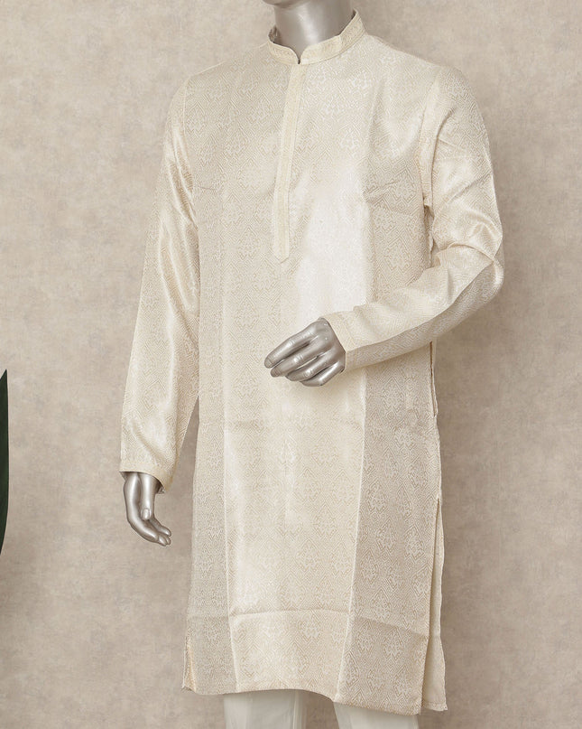 Beige Banarsi Silk Men's Kurta Pajama - D29283