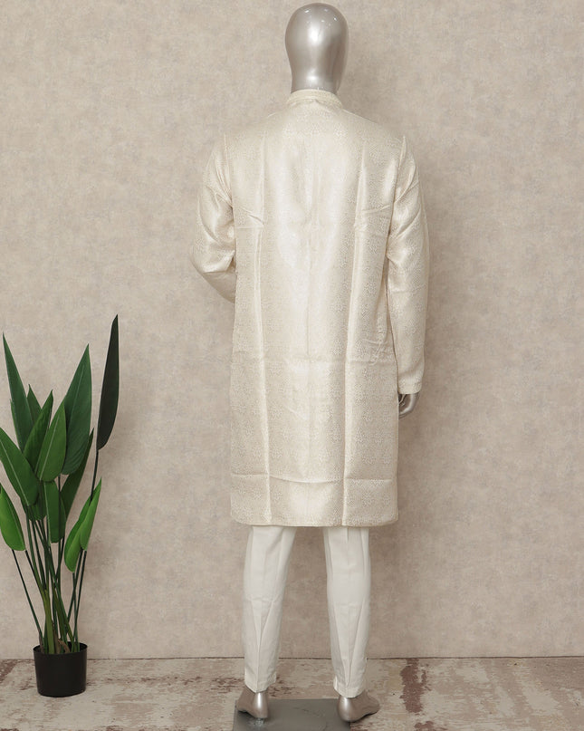 Beige Banarsi Silk Men's Kurta Pajama - D29283