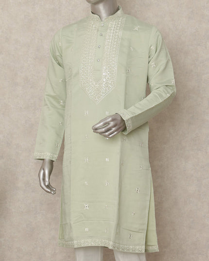 Green Silk Men's Kurta Pajama - D29312