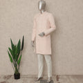 Pastel Pink Cotton Blend Long Kurta Set Men
