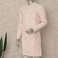 Pastel Pink Cotton Blend Long Kurta Set Men