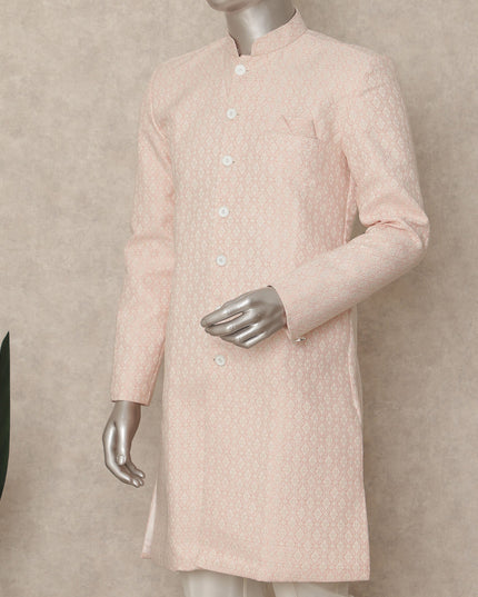 Pastel Pink Cotton Blend Long Kurta Set Men