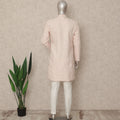 Pastel Pink Cotton Blend Long Kurta Set Men