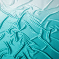 Aqua Teal Ombre Pure Silk Satin Fabric Smooth Glossy Luxurious Flowing Draping Material Elegant Gradient Design 110 Cms Width Premium Quality Soft Finish South Korea Origin-D28881 Regal Fabrics