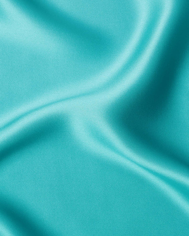 Aqua Teal Ombre Pure Silk Satin Fabric Smooth Glossy Luxurious Flowing Draping Material Elegant Gradient Design 110 Cms Width Premium Quality Soft Finish South Korea Origin-D28881 Regal Fabrics