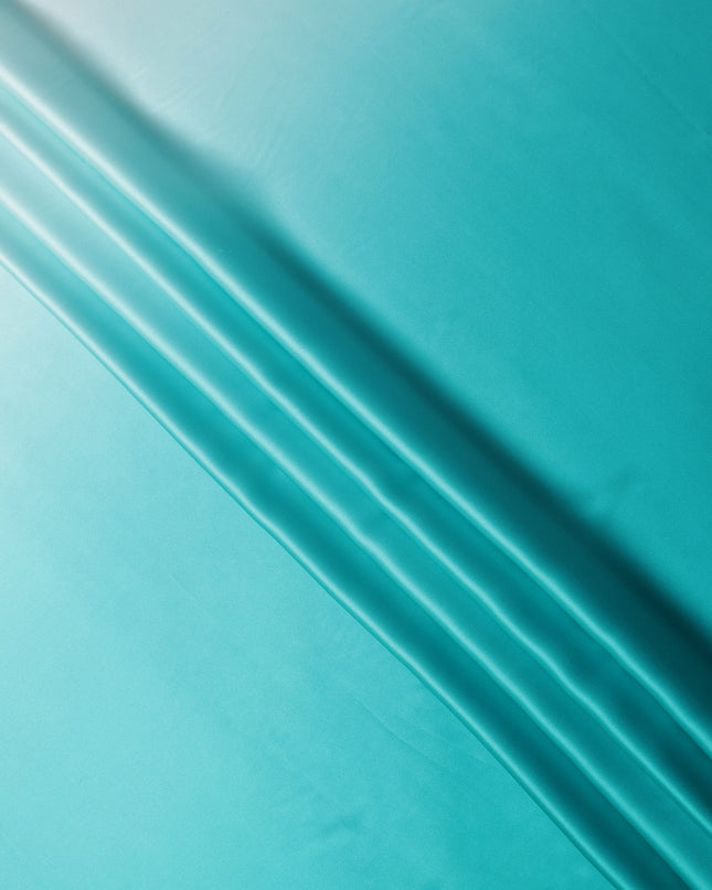 Aqua Teal Ombre Pure Silk Satin Fabric Smooth Glossy Luxurious Flowing Draping Material Elegant Gradient Design 110 Cms Width Premium Quality Soft Finish South Korea Origin-D28881 Regal Fabrics