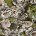 Olive Green Floral Printed Cotton Satin Fabric 110 Cms Width Soft Smooth Lustrous Dress Material India-D27968 - Regal Fabrics
