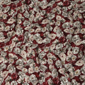 Red Vintage Floral Blossom Print Viscose Crepe Fabric, 110 Cms Width, Made in India-D28261