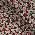 Red Vintage Floral Blossom Print Viscose Crepe Fabric, 110 Cms Width, Made in India-D28261