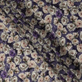Purple Floral Printed Cotton Satin Fabric 110 Cms Width Soft Smooth Lustrous Dress Material India-D27965 - Regal Fabrics