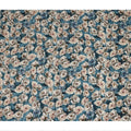 Teal Blue Vintage Floral Bouquet Print Viscose Crepe Fabric, 110 Cms Width, Made in India-D28260