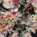 Black Multicolor Floral Printed Cotton Satin Fabric 110 Cms Width Soft Smooth Lustrous Dress Material India-D27969 - Regal Fabrics