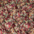 Burgundy Multicolor Floral Garden Print Viscose Crepe Fabric, 110 Cms Width, Made in India-D28258