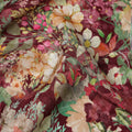 Burgundy Multicolor Floral Garden Print Viscose Crepe Fabric, 110 Cms Width, Made in India-D28258