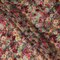 Burgundy Multicolor Floral Garden Print Viscose Crepe Fabric, 110 Cms Width, Made in India-D28258