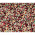 Burgundy Multicolor Floral Garden Print Viscose Crepe Fabric, 110 Cms Width, Made in India-D28258