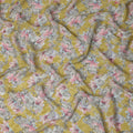 Yellow Watercolor Floral Print Viscose Crepe Fabric, 110 Cms Width, Made in India-D28257 Regal Fabrics