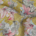 Yellow Watercolor Floral Print Viscose Crepe Fabric, 110 Cms Width, Made in India-D28257 Regal Fabrics