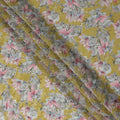 Yellow Watercolor Floral Print Viscose Crepe Fabric, 110 Cms Width, Made in India-D28257 Regal Fabrics