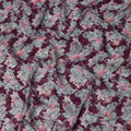 Wine Floral Printed Cotton Satin Fabric 110 Cms Width Soft Smooth Lustrous Dress Material India-D27964 Regal Fabrics