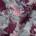 Wine Floral Printed Cotton Satin Fabric 110 Cms Width Soft Smooth Lustrous Dress Material India-D27964 - Regal Fabrics