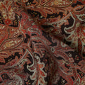 Dark Brown Rust Paisley Printed Cotton Satin Fabric 110 Cms Width India-D27974 - Regal Fabrics