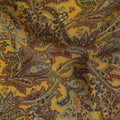 Mustard Yellow Paisley Printed Cotton Satin Fabric 110 Cms Width Soft Smooth Lustrous Dress Material India-D27970 - Regal Fabrics