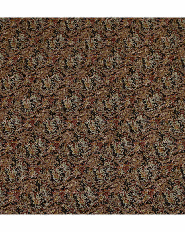 Brown Paisley Printed Cotton Satin Fabric 110 Cms Width Soft Smooth Lustrous Dress Material India-D27967 - Regal Fabrics